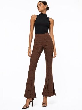 A.W.A.K.E. MODE Runway Basket Weave Flare Pants 12 NWT
